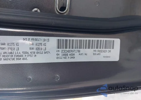 2019 Dodge Charger Sxt Rwd from USA, damaged, VIN 2C3CDXBG7KH711766